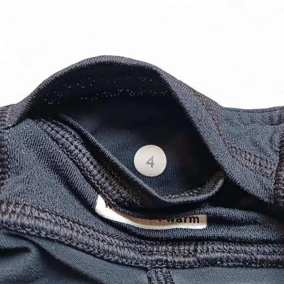 Lululemon Wet Dry Warm Black Crops Size 4 — Pink/Purple Striped Waistband - Picture 4 of 7
